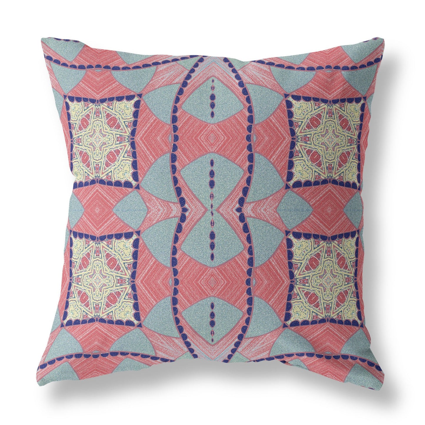 20" Red Blue Cosmic Circle Boho Suede Throw Pillow