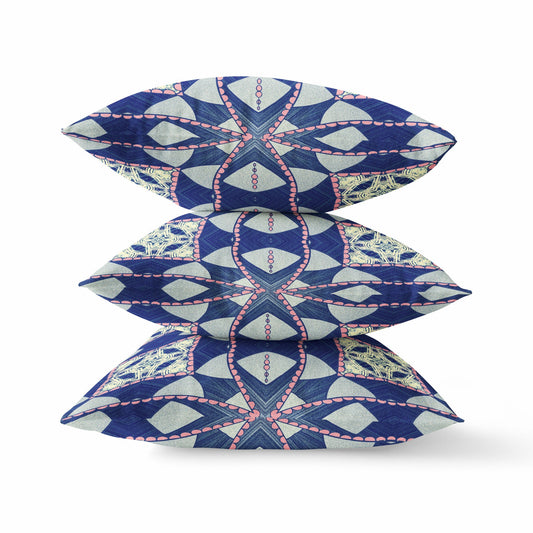 20" Indigo Pink Cosmic Circle Boho Suede Throw Pillow