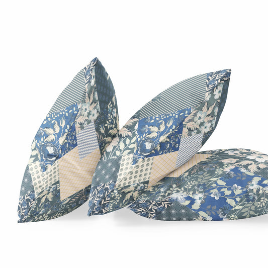 20" Gray Cream Floral Suede Throw Pillow