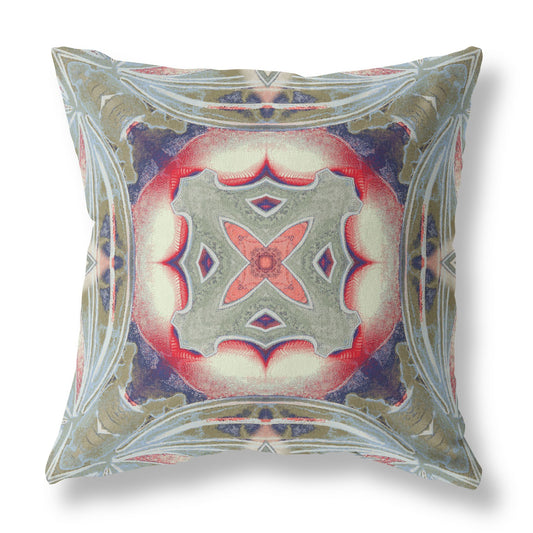 20” Sage Pink Geo Tribal Suede Throw Pillow