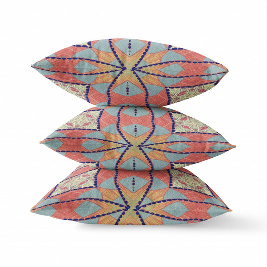 20" Red Indigo Cosmic Circle Boho Suede Throw Pillow