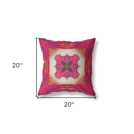 20” Hot Pink Geo Tribal Suede Throw Pillow