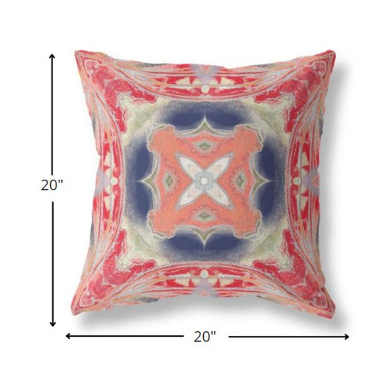 20” Red Cream Geo Tribal Suede Throw Pillow