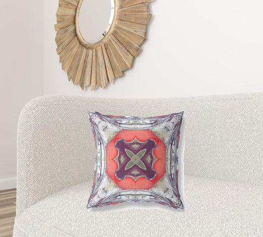 20” Gray Peach Geo Tribal Suede Throw Pillow