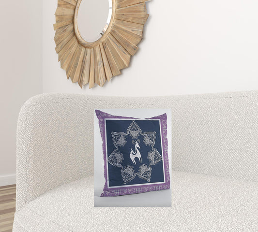 20” Navy Purple Horse Suede Throw Pillow