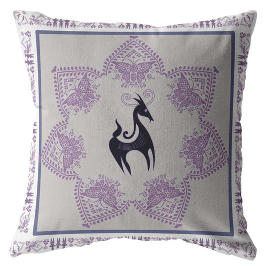 20” Gray Purple Horse Suede Throw Pillow