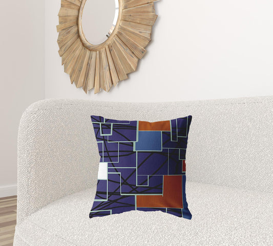 20" Navy Puzzle Piece Suede Throw Pillow