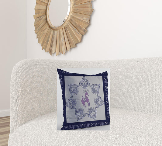 20” Gray Purple Horse SuedeThrow Pillow