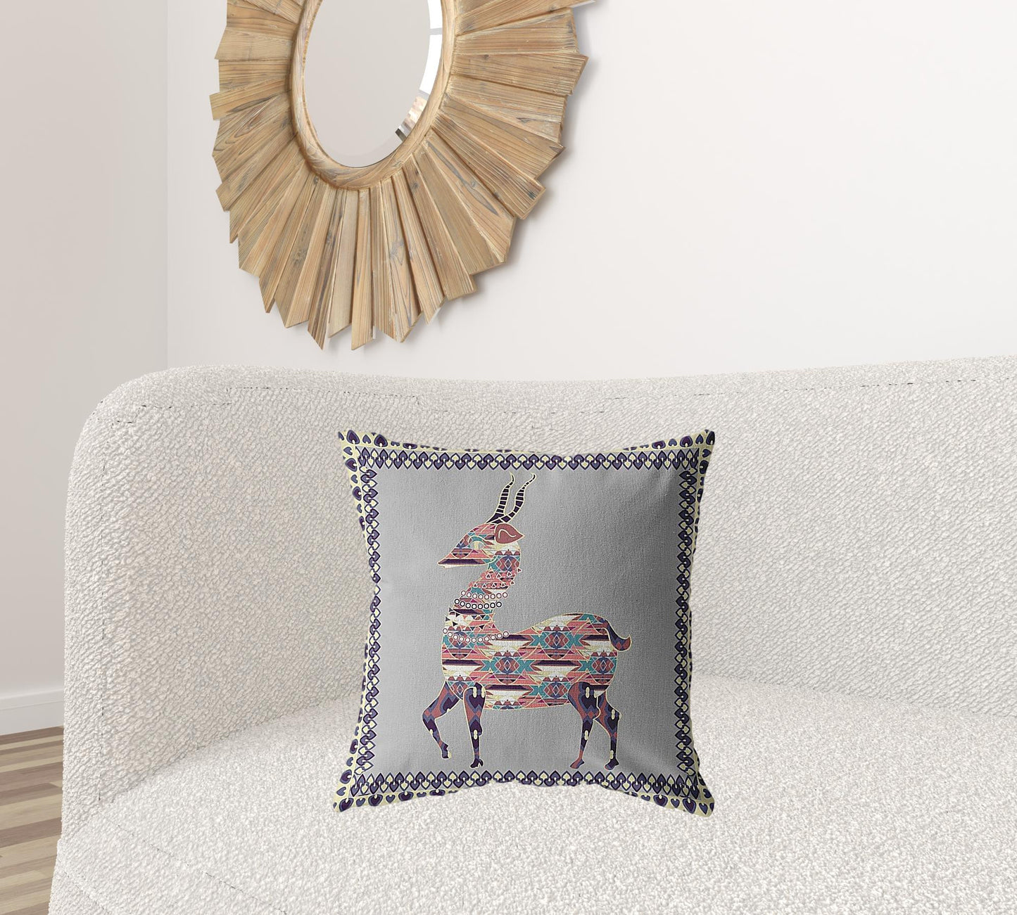 20" Purple Cream Boho Deer Suede Throw Pillow