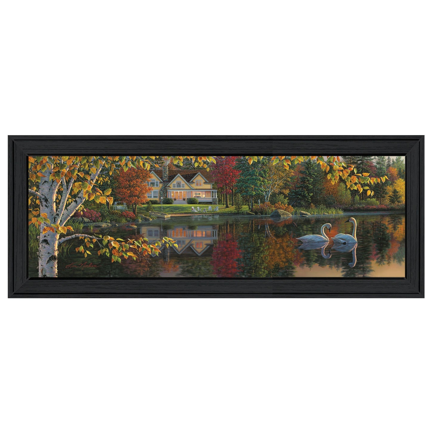 Autumn Grace Panoramic Black Framed Print Wall Art