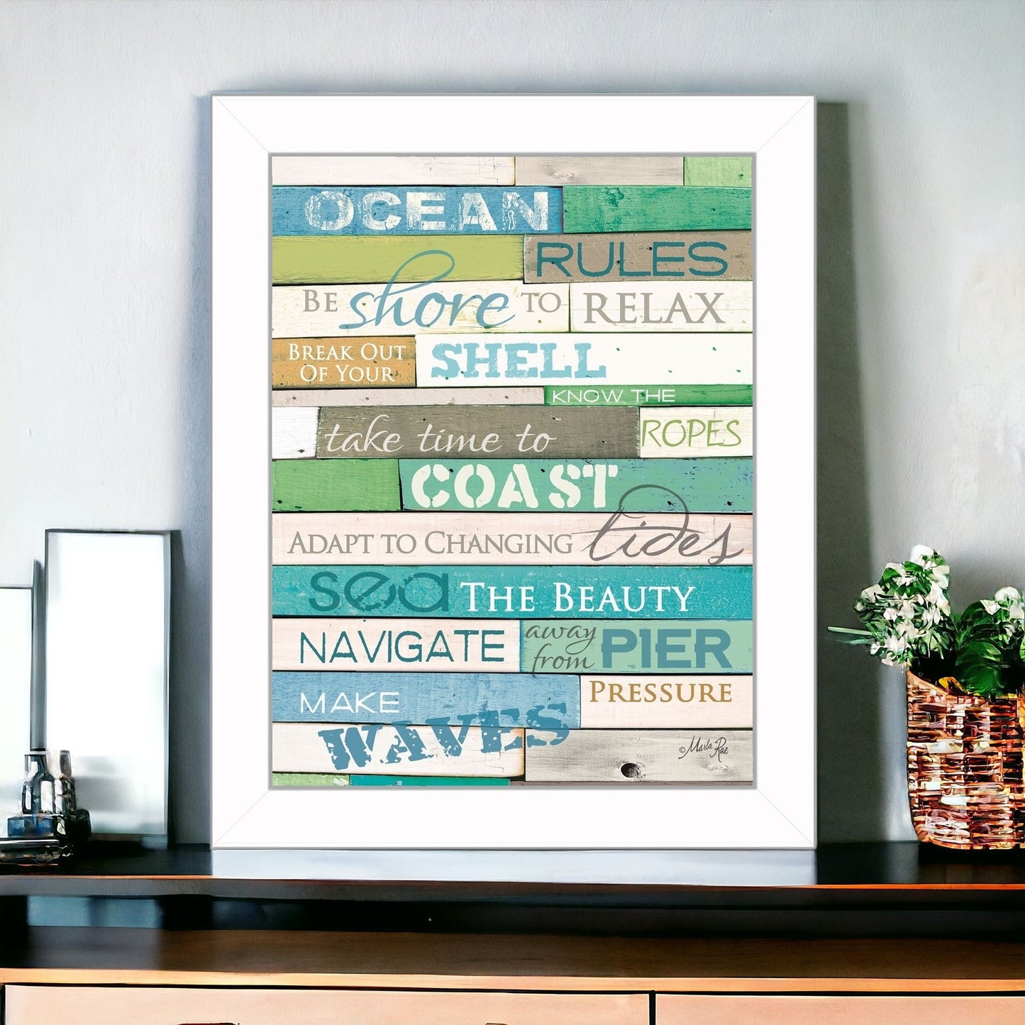 Ocean Rules 2 White Framed Print Wall Art