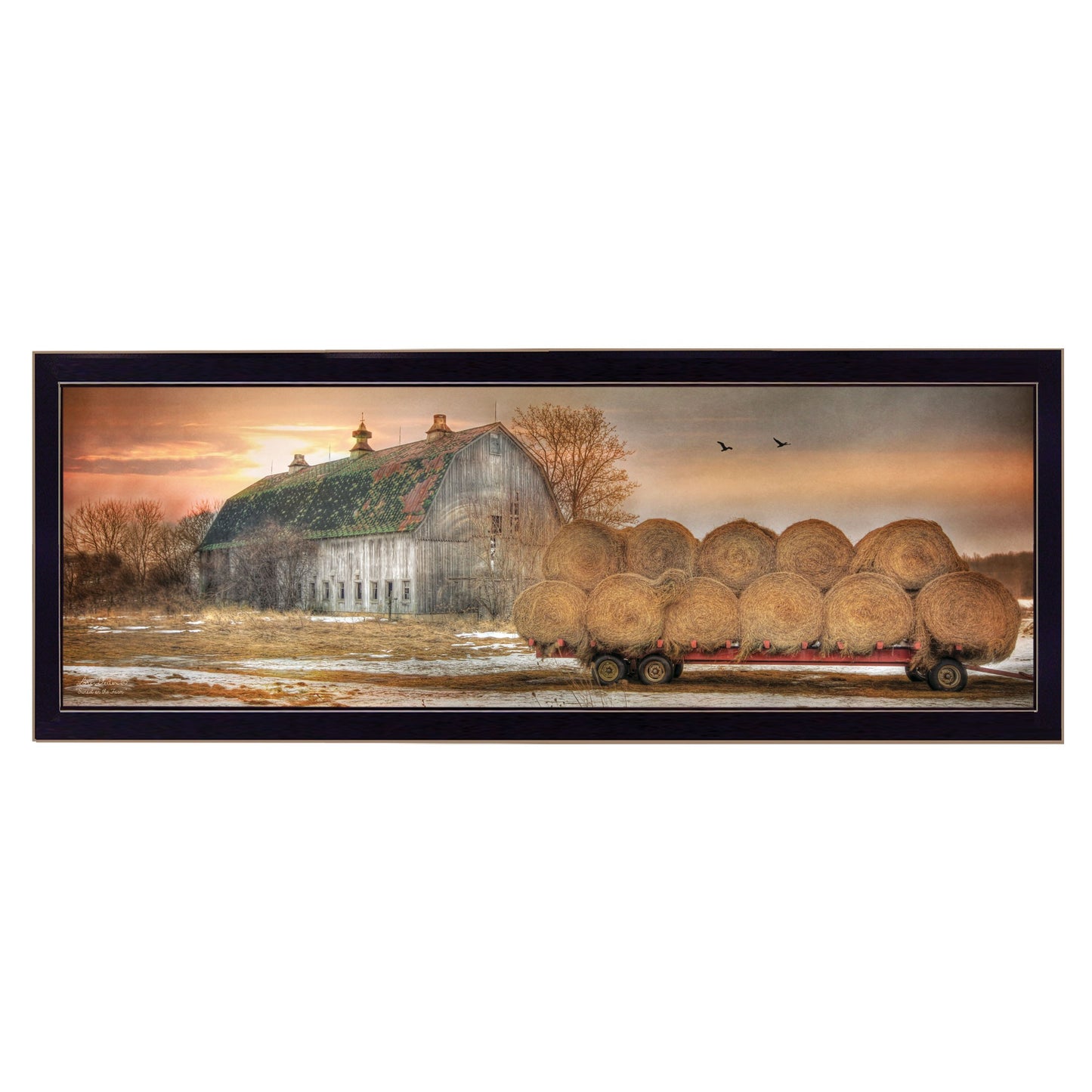 Sunset On The Farm 1 Black Framed Print Wall Art