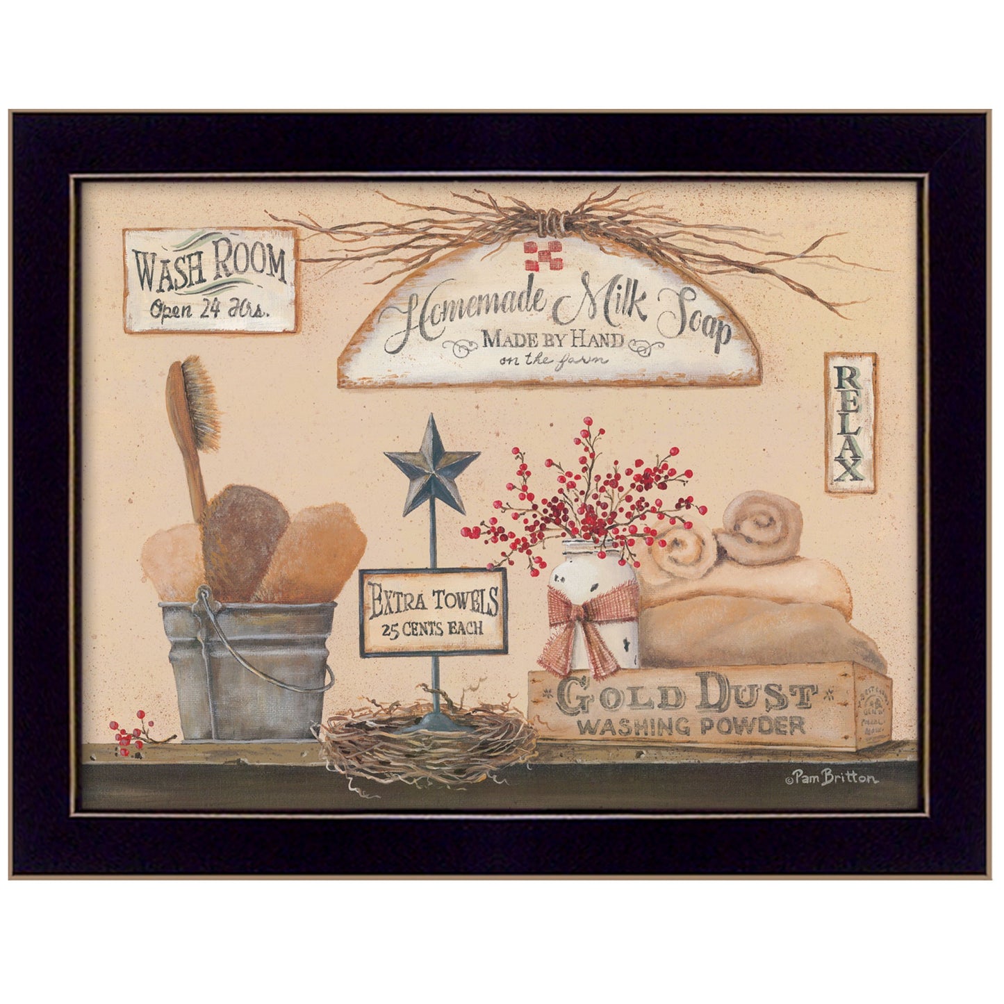 Wash Room Black Framed Print Bathroom Wall Art