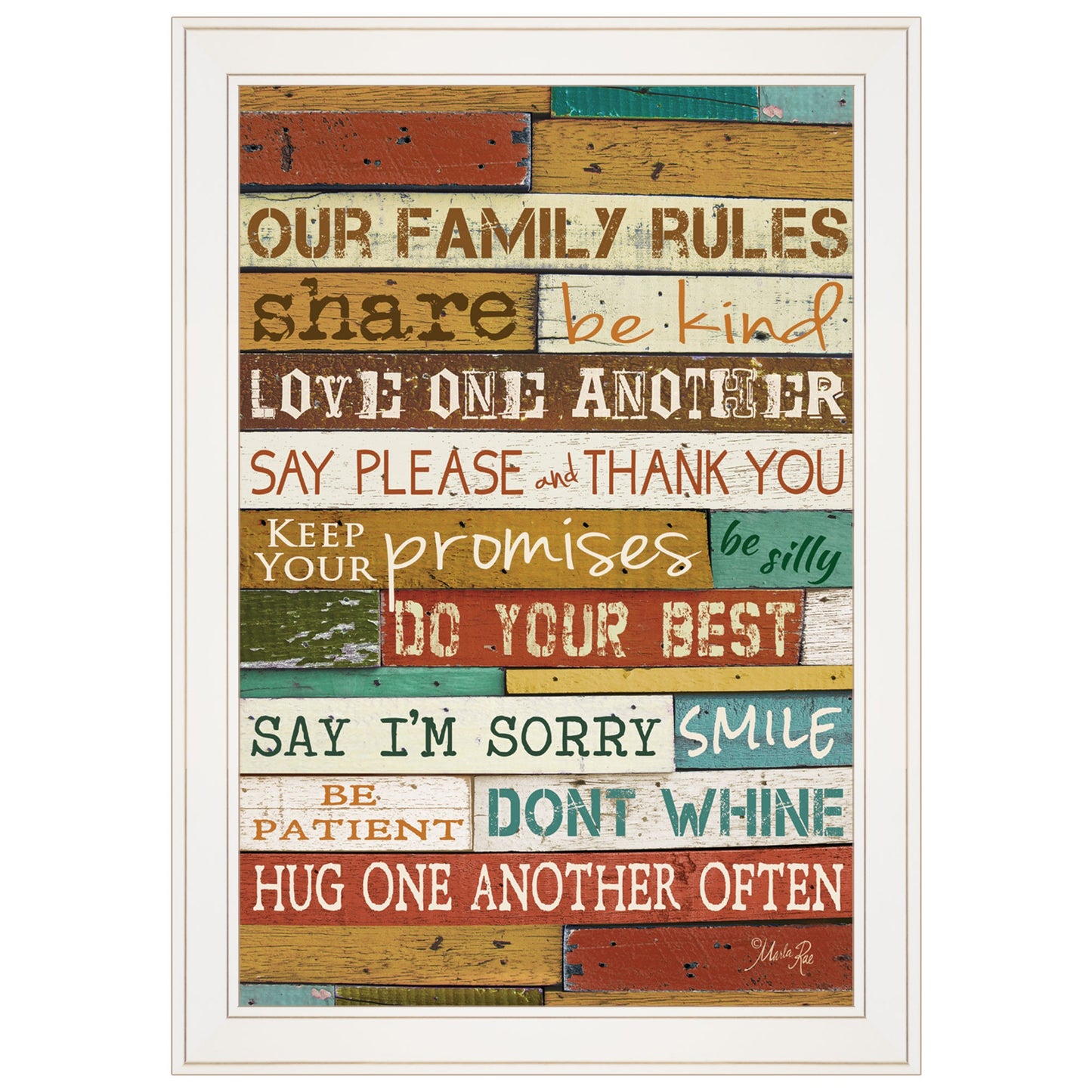 Our Family Rules 6 White Framed Print Wall Art