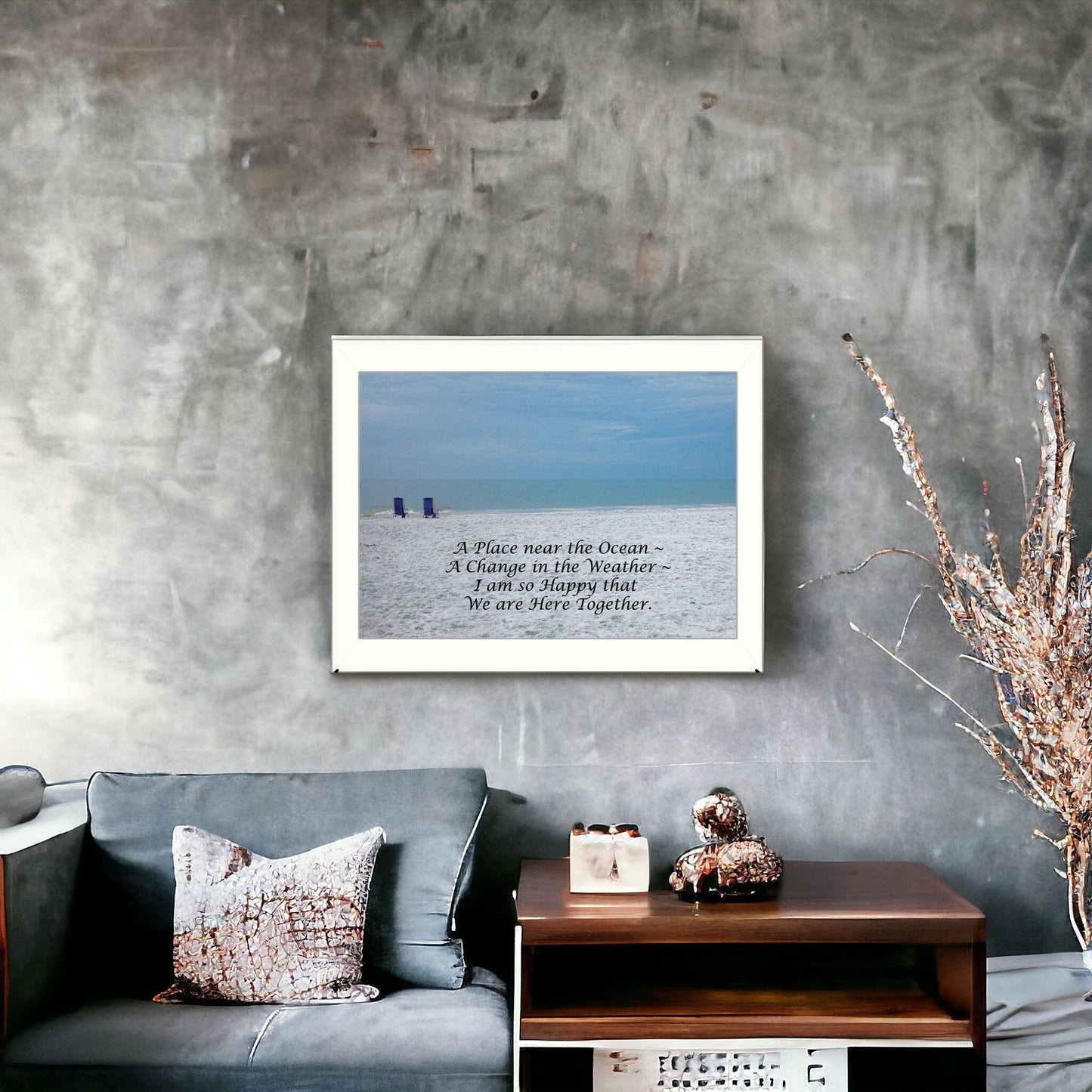 A Place Near The Ocean White Framed Print Wall Art