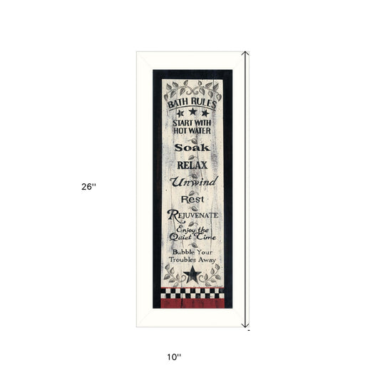 Bath Rules 7 White Framed Print Wall Art