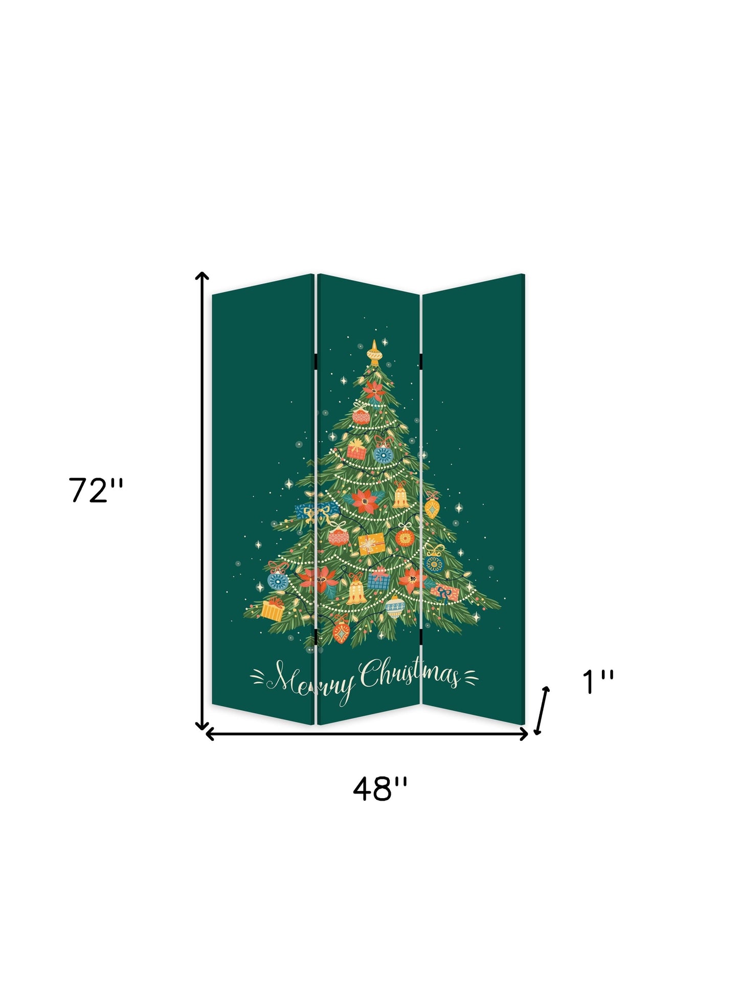 Festive Merry Christmas Three Panel Room Divider Screen