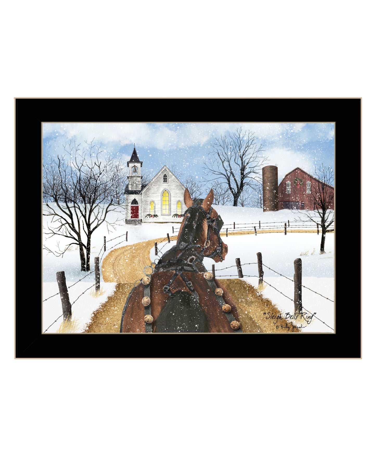 Sleigh Bells Ring 1 Black Framed Print Wall Art