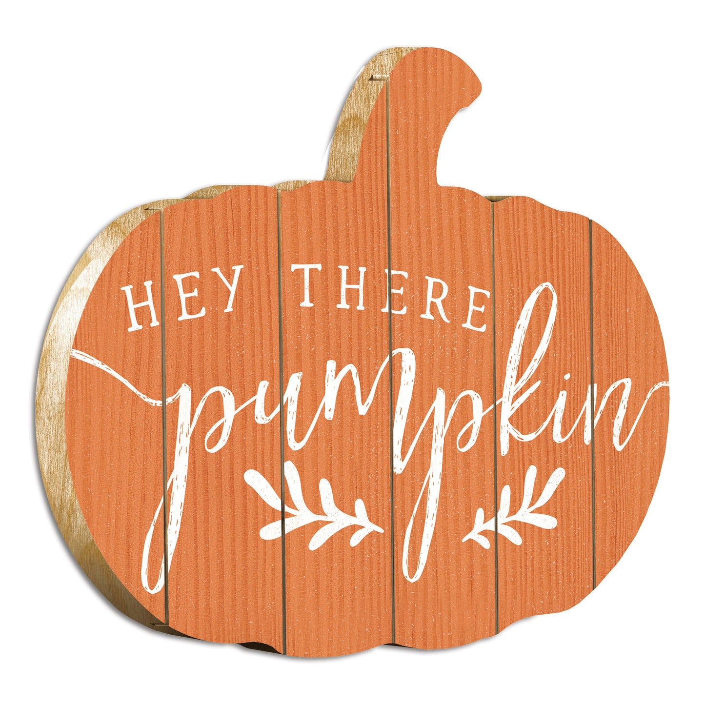 Orange and White Hey There Pumpkin Shaped Wall Art