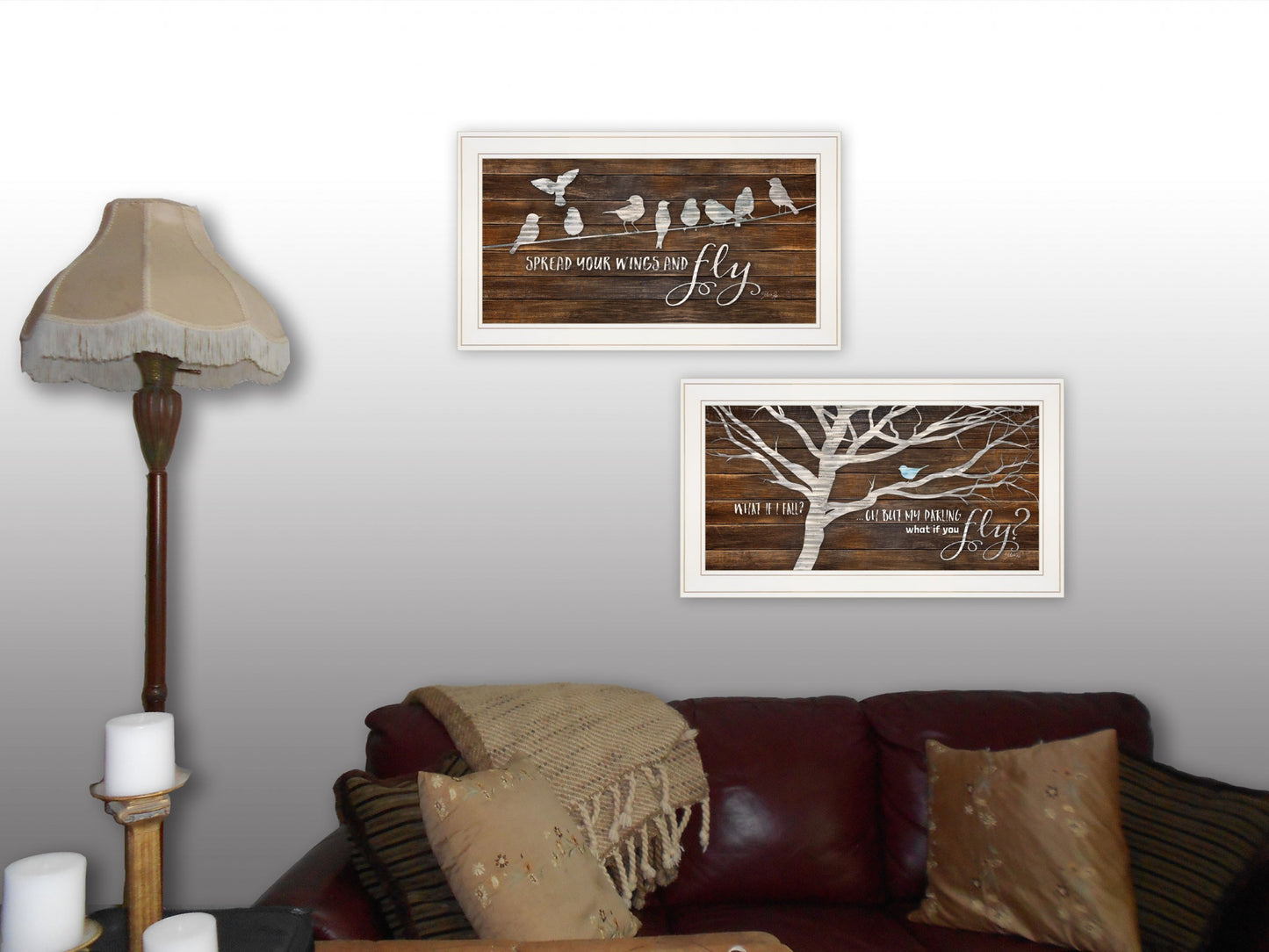 Set Of Two Spread Your Wings 1 White Framed Print Wall Art