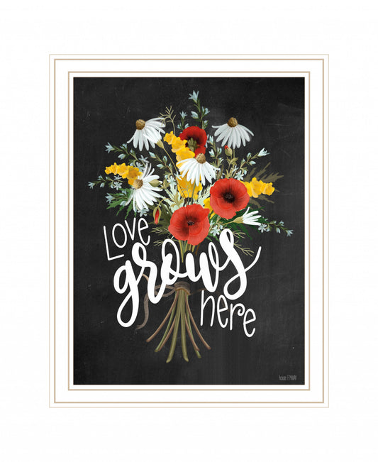 Love Grows Here White Framed Print Wall Art