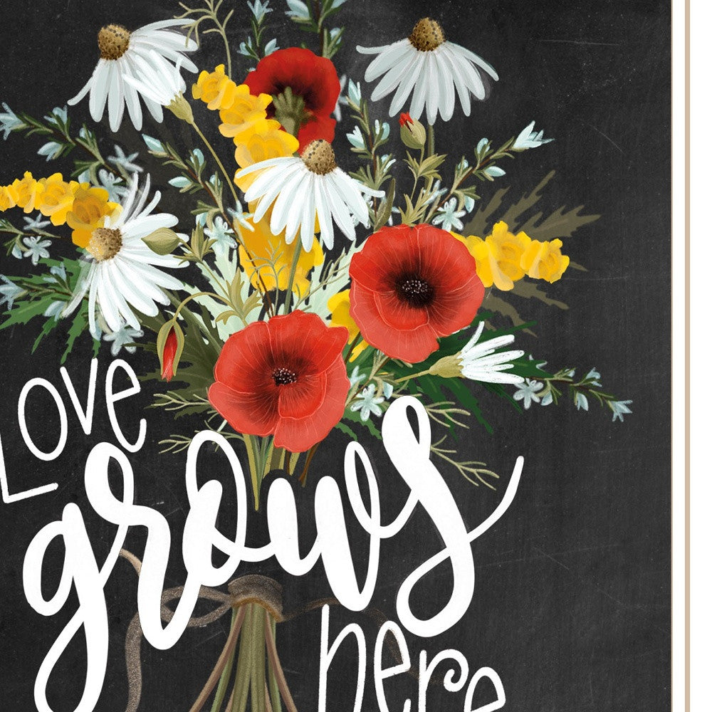 Love Grows Here White Framed Print Wall Art