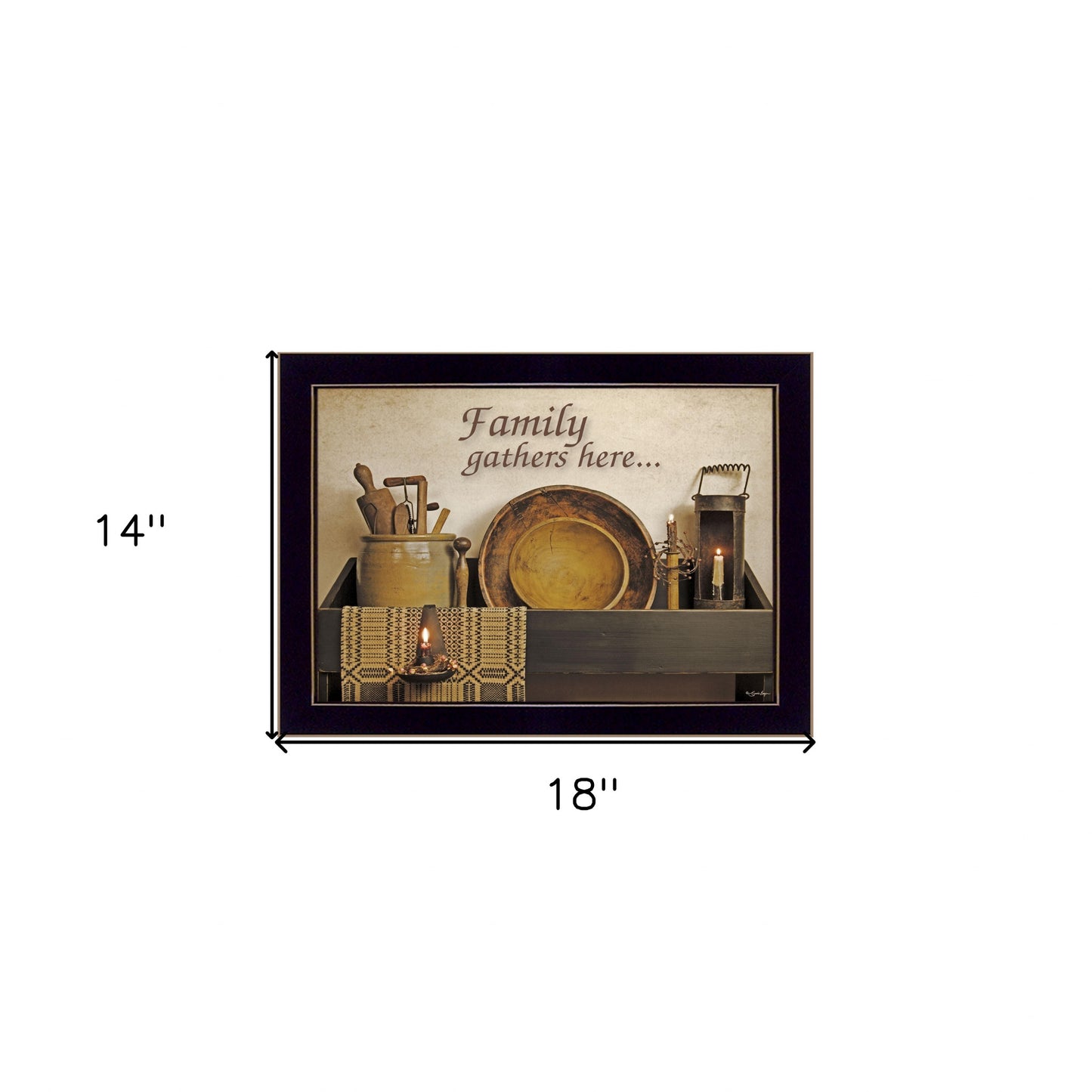 Family Gather Here 1 Black Framed Print Kitchen Wall Art