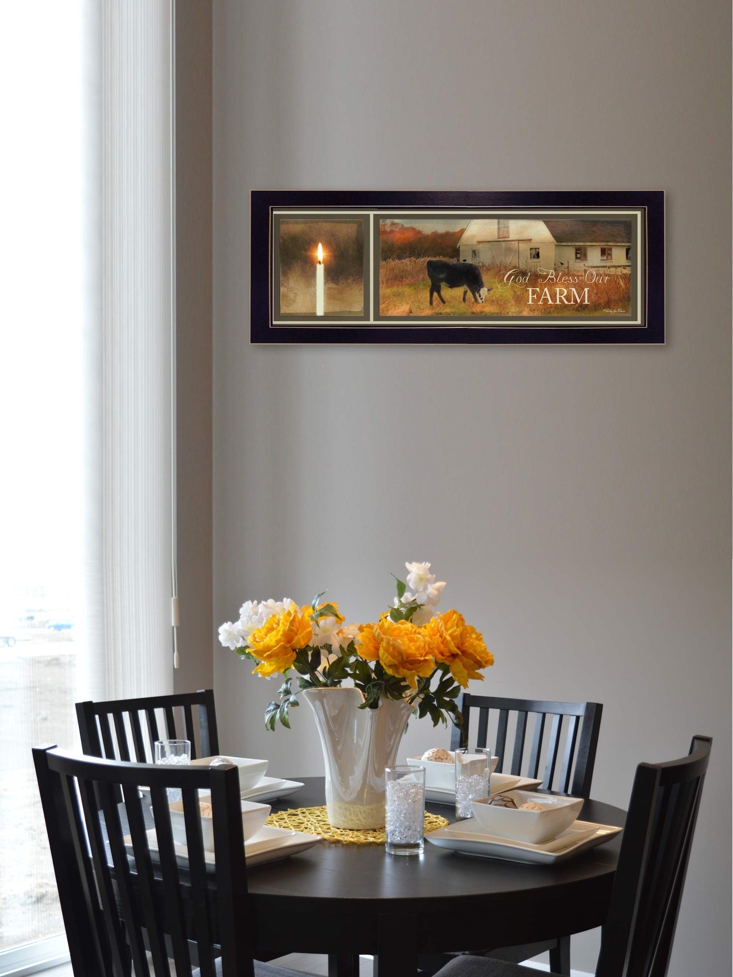 God Bless Our Farm Black Framed Print Wall Art