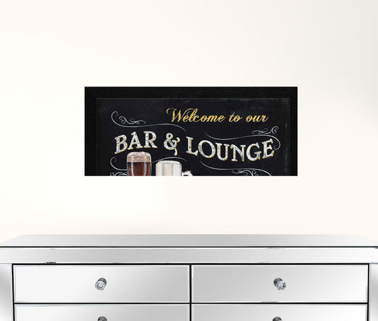 Welcome To Our Bar Black Framed Print Wall Art