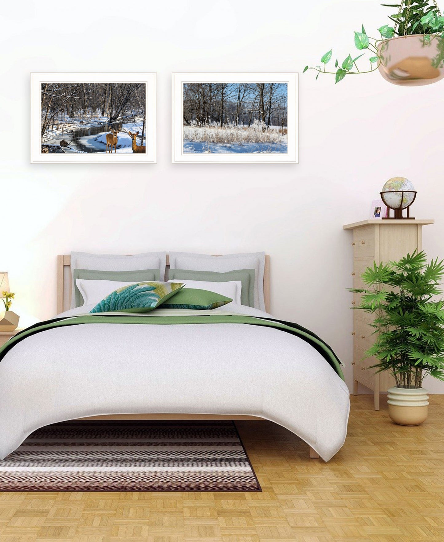 Set Of Two Great Outdoors Nature Or Winter Forest 2 White Framed Print Wall Art