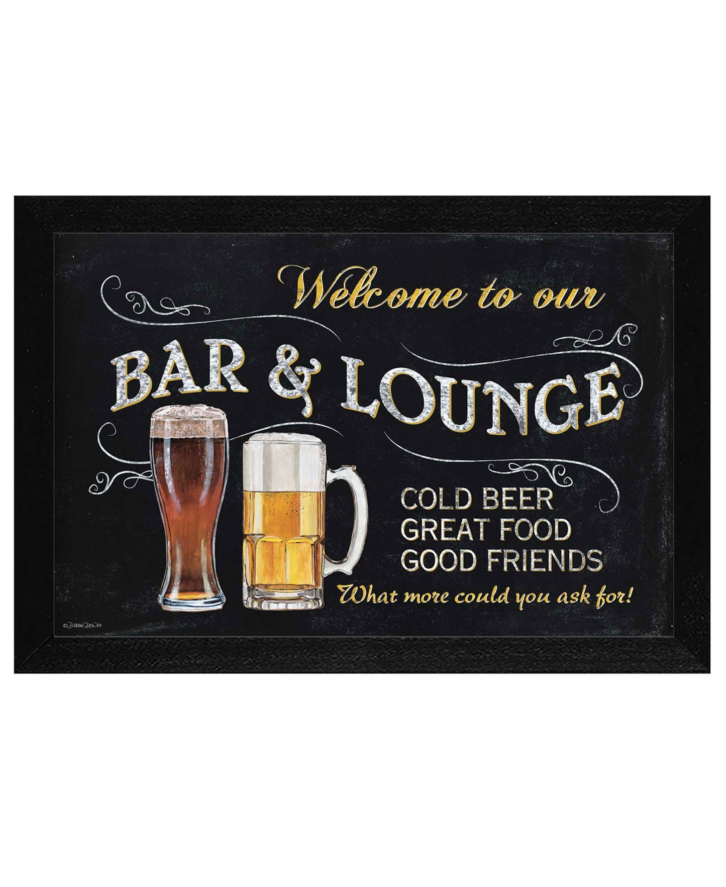 Welcome To Our Bar Black Framed Print Wall Art