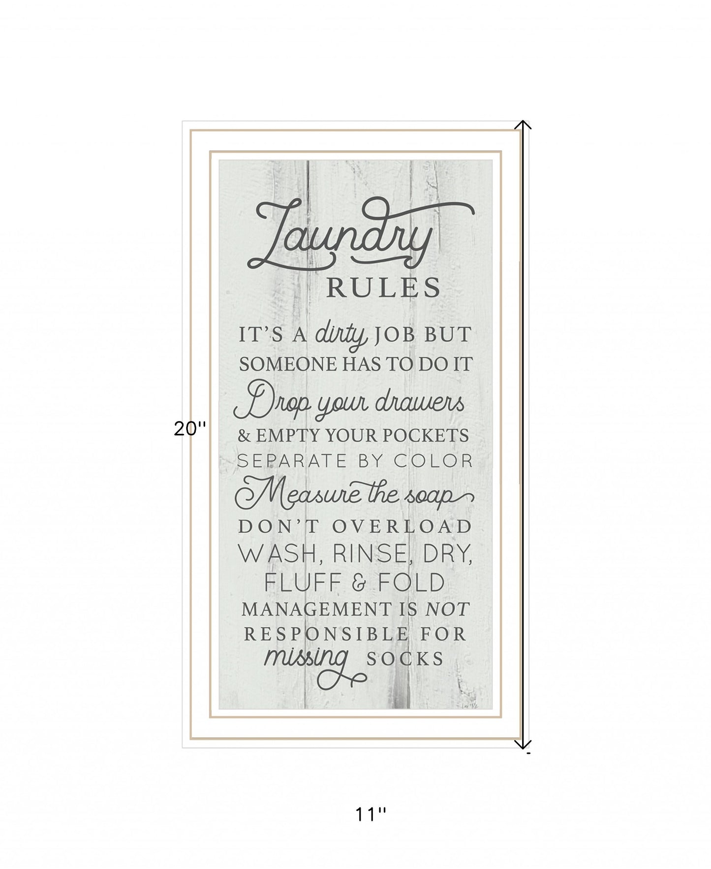 Laundry Rules 2 White Framed Print Wall Art