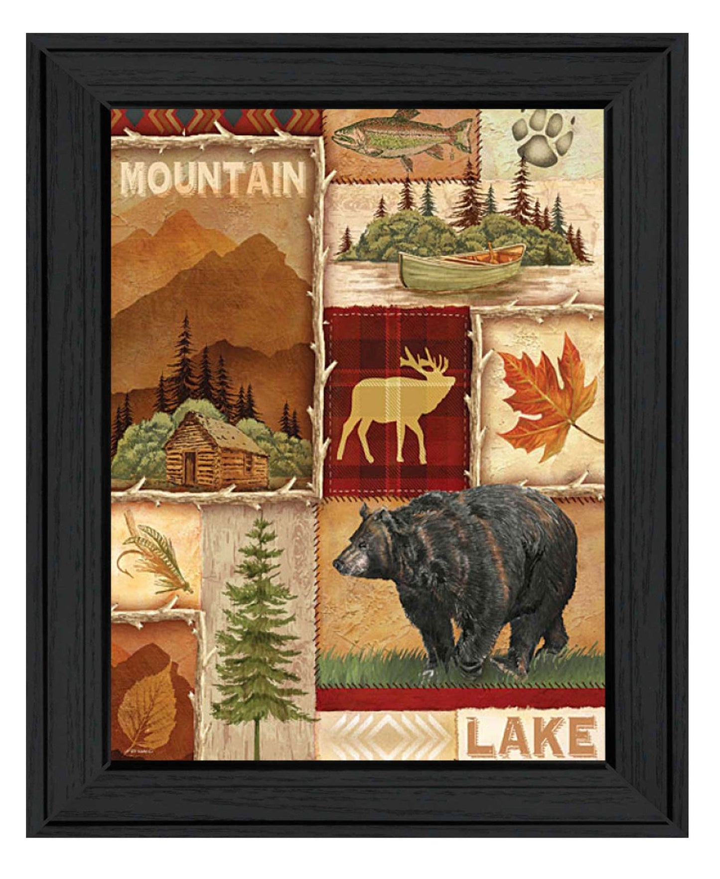 Lodge Collage I Black Framed Print Wall Art