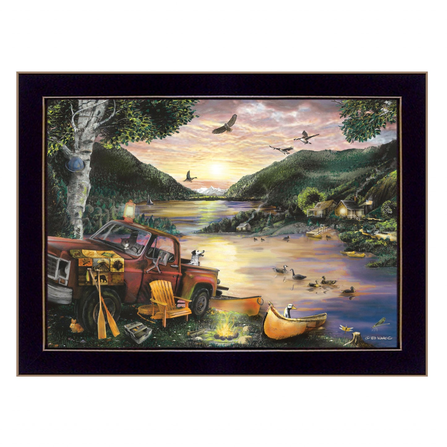 Lakefront Camping I 1 Black Framed Print Wall Art