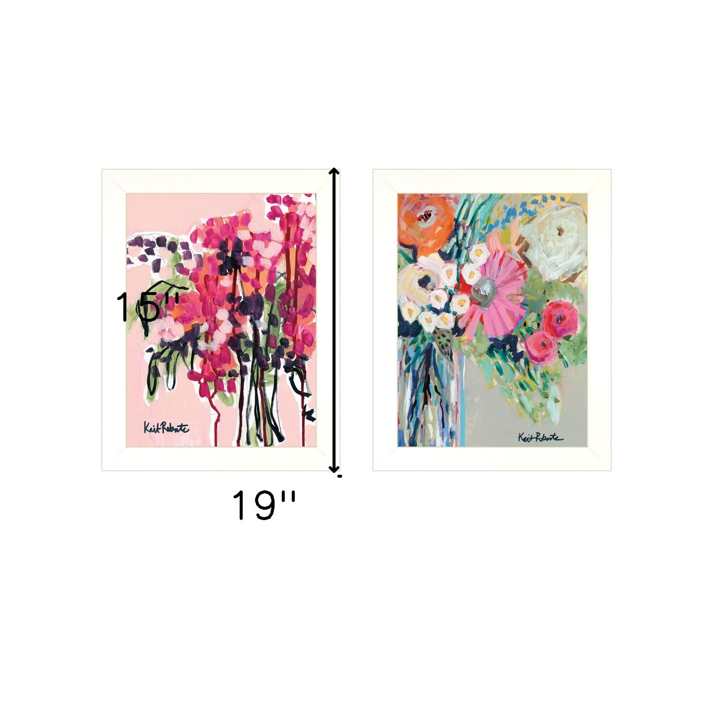 Set Of Two Garden Flowers White Framed Print Wall Art