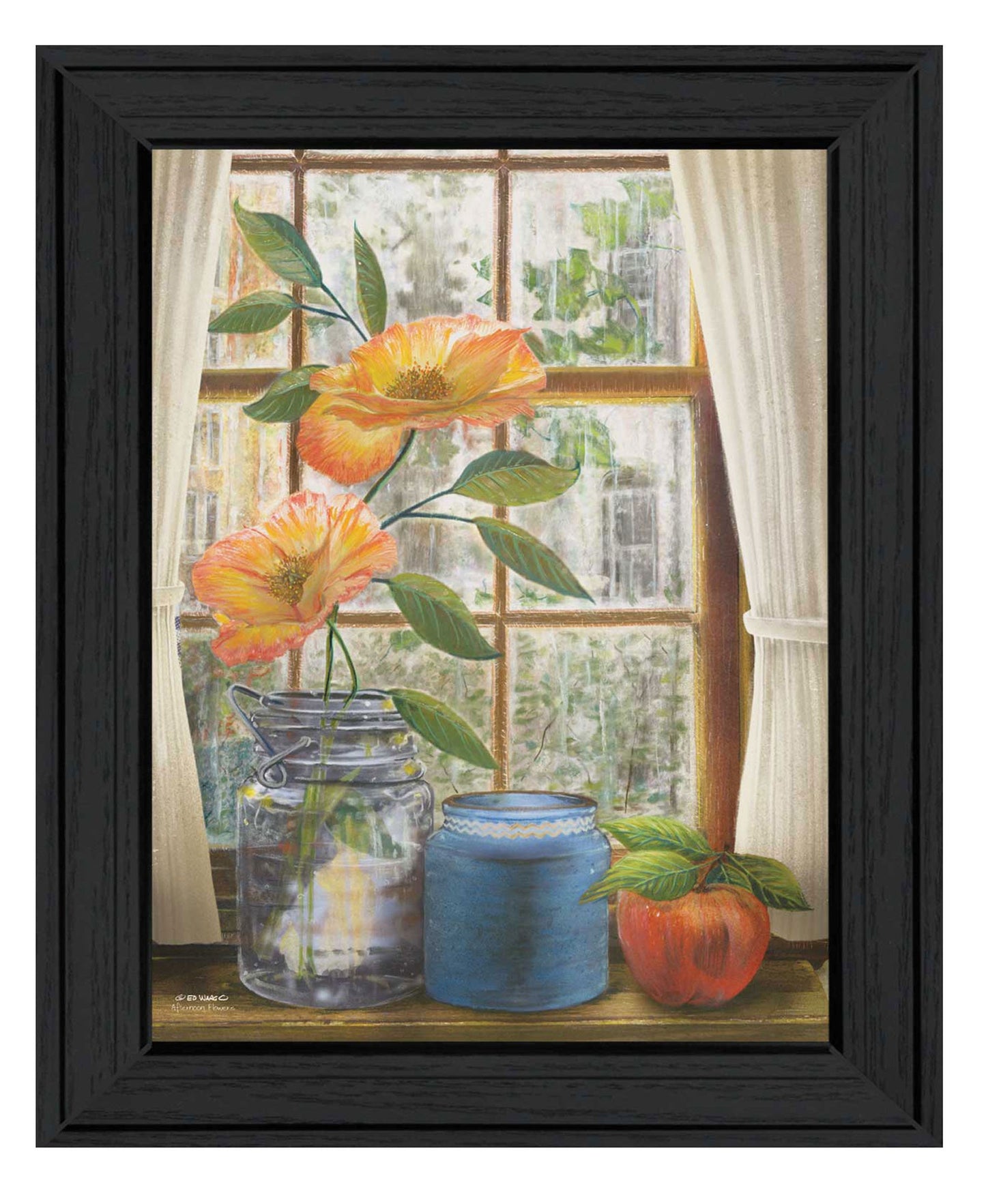 Afternoon Flower Black Framed Print Wall Art