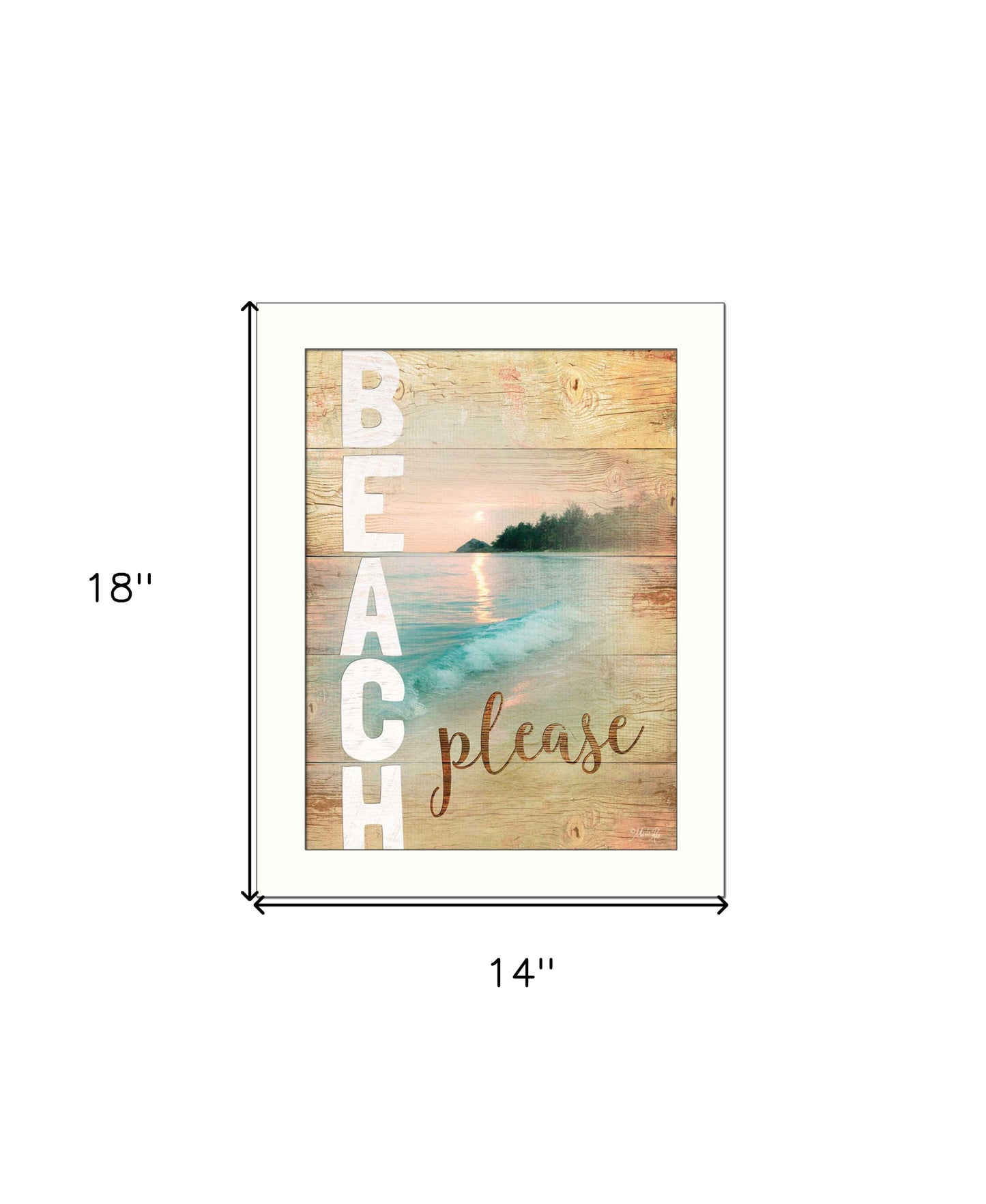 Beach Please 3 White Framed Print Wall Art