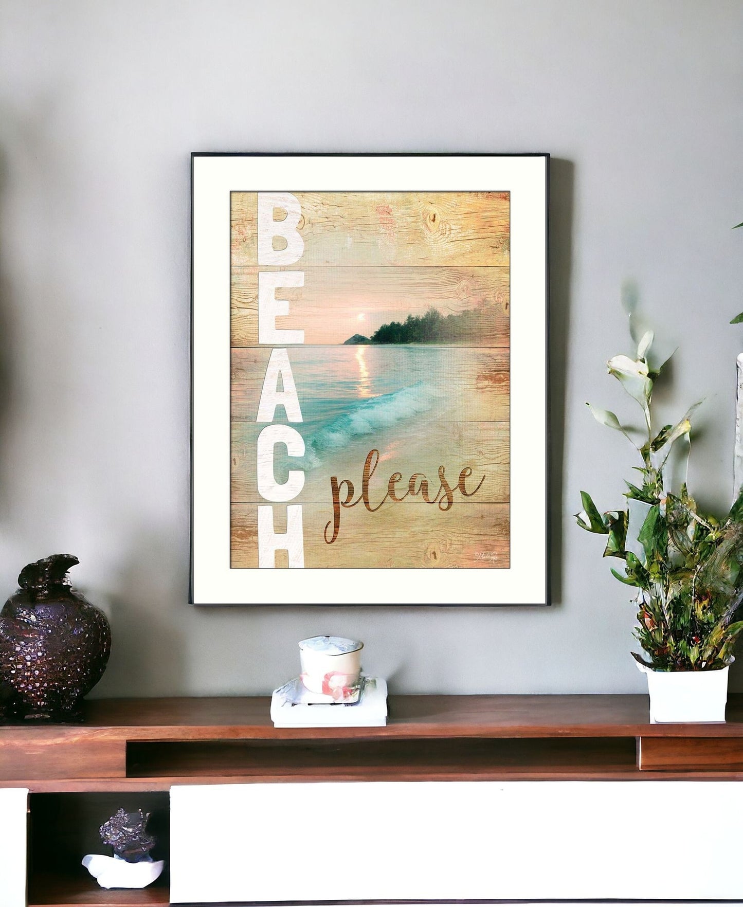 Beach Please 3 White Framed Print Wall Art