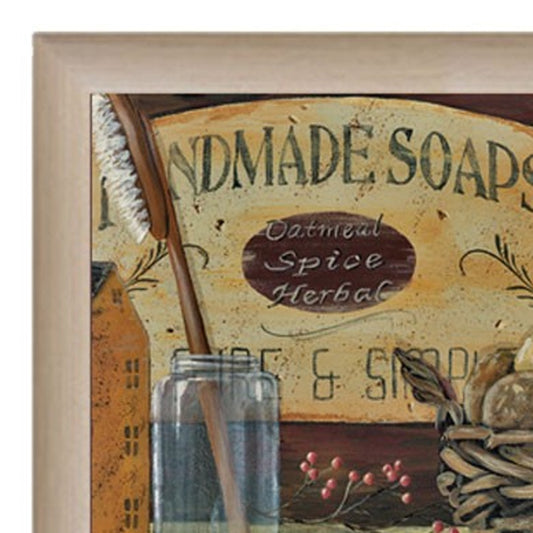 Country Bath Shelf 5 Brown Framed Print Wall Art