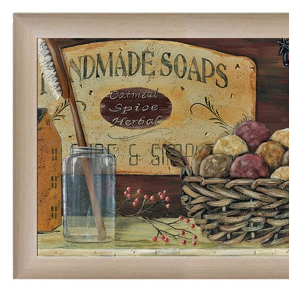 Country Bath Shelf 5 Brown Framed Print Wall Art