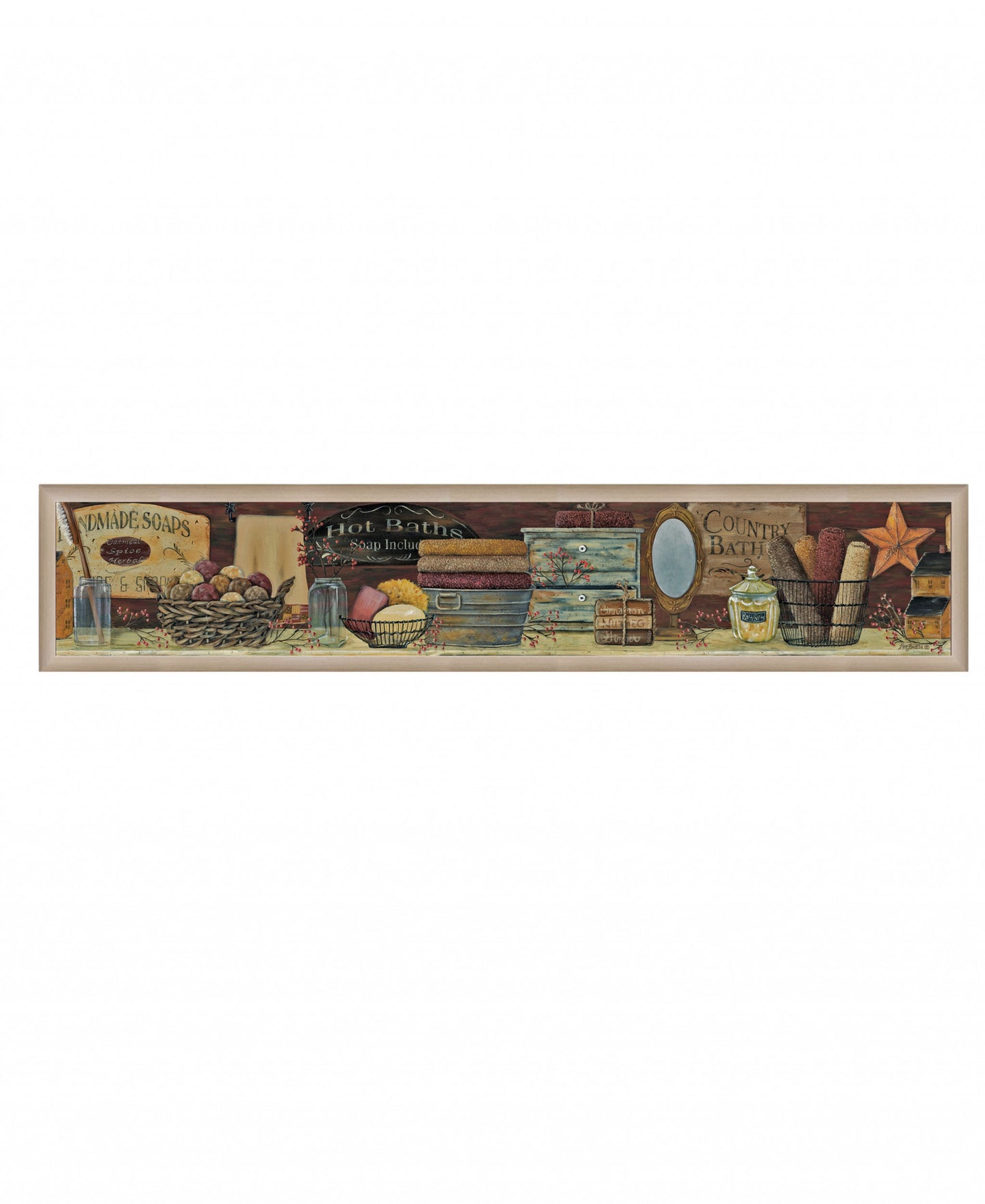 Country Bath Shelf 5 Brown Framed Print Wall Art