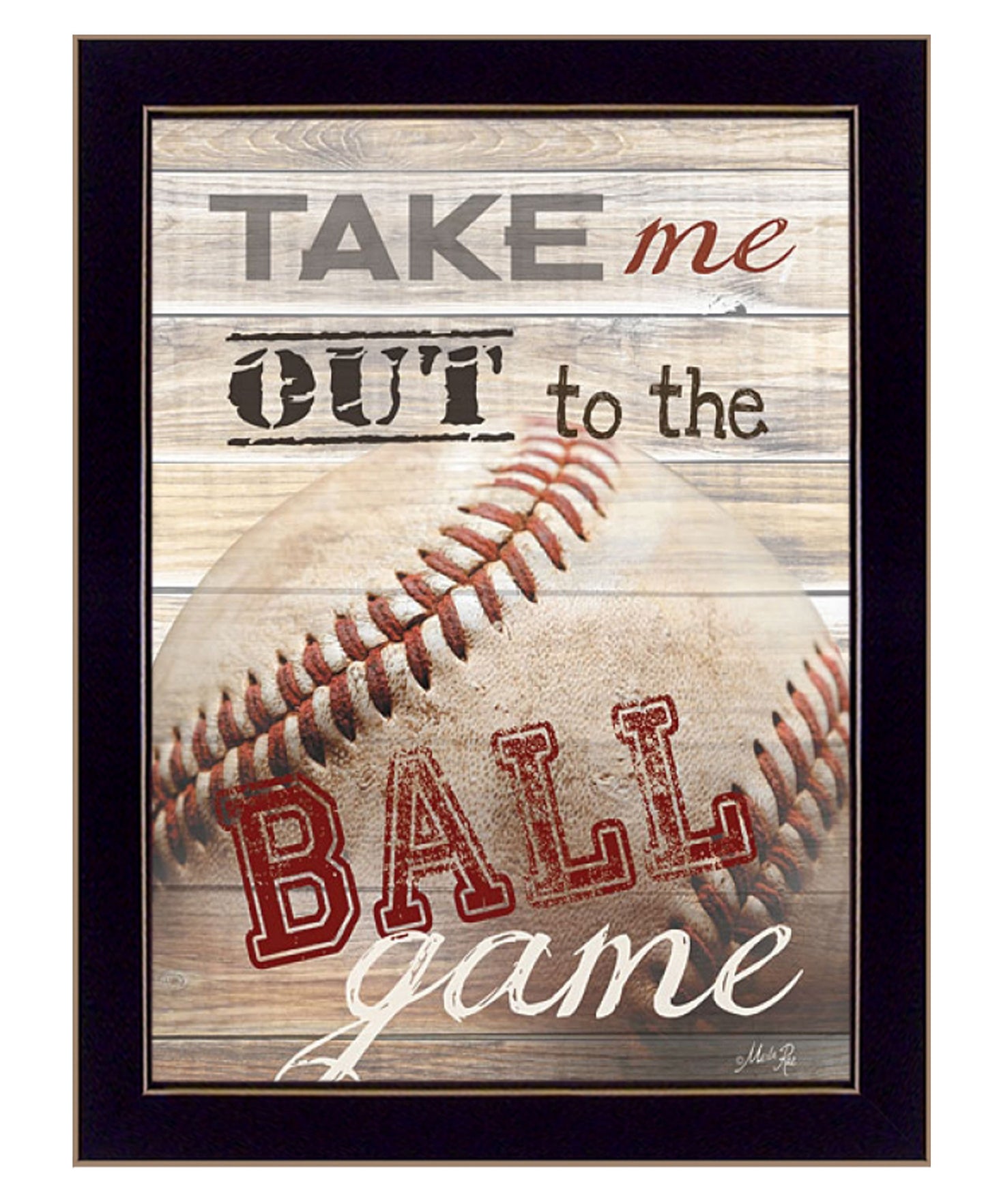 Take Me Out To The Ball Game 3 Black Framed Print Baseball Wall Art