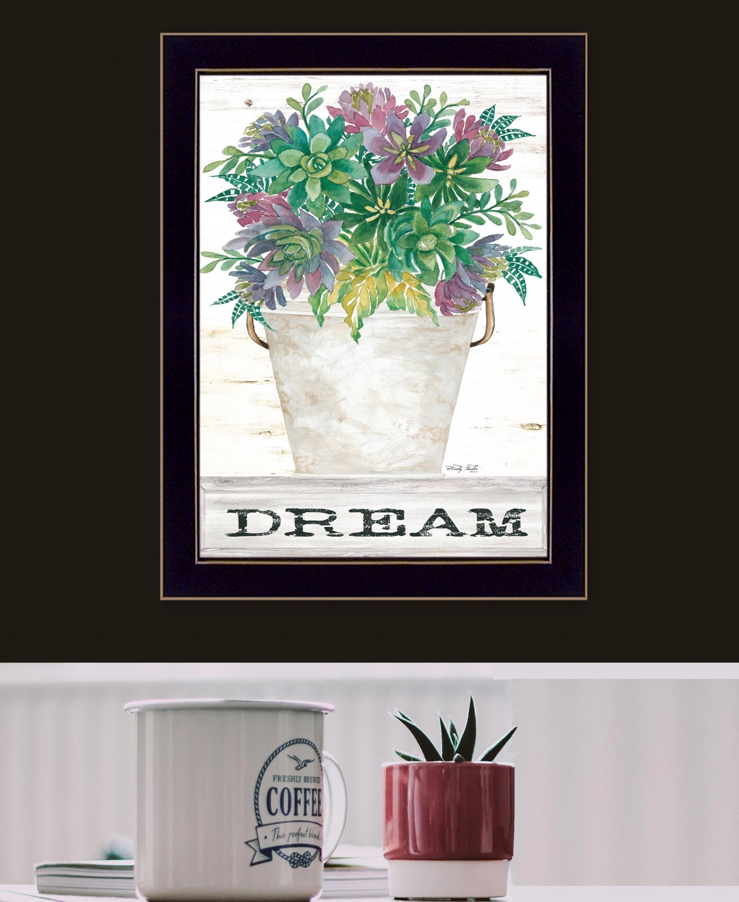 Dream Succulents 1 Black Framed Print Wall Art