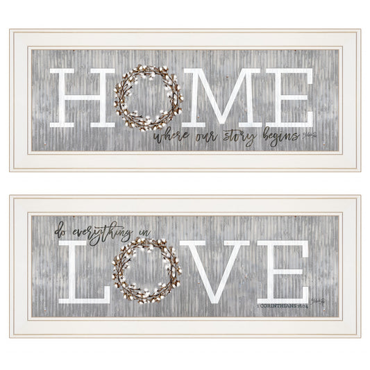 Set Of Two Where Our Story Begins 1 White Framed Print Wall Art