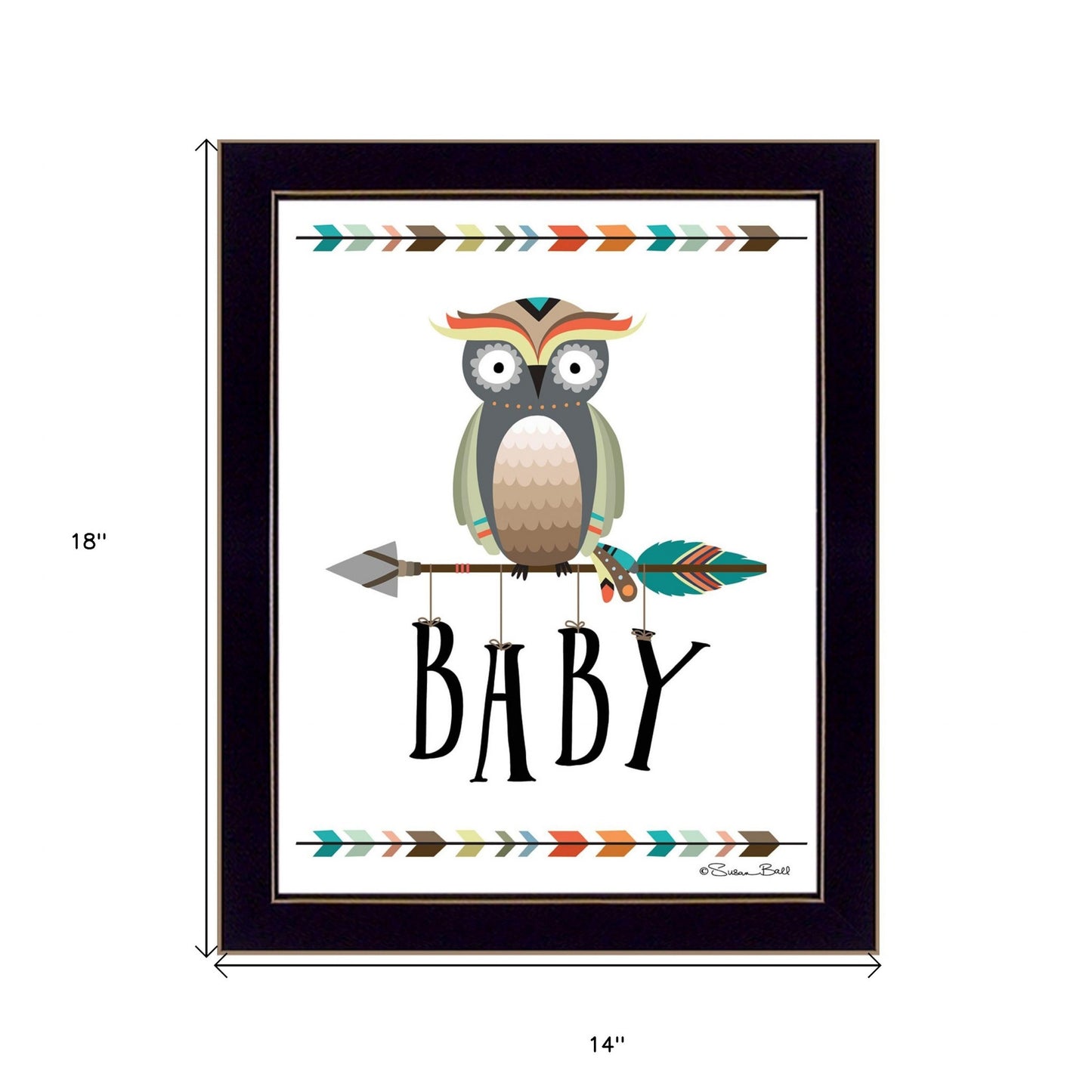 Owl Baby 1 Black Framed Print Wall Art