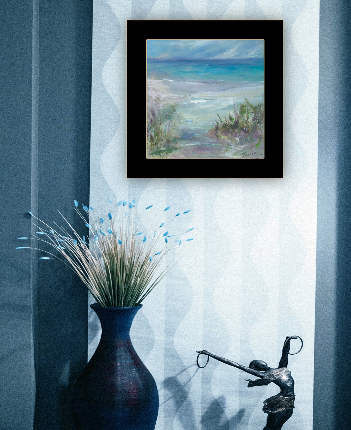 Blue Horizons 1 Black Framed Print Wall Art