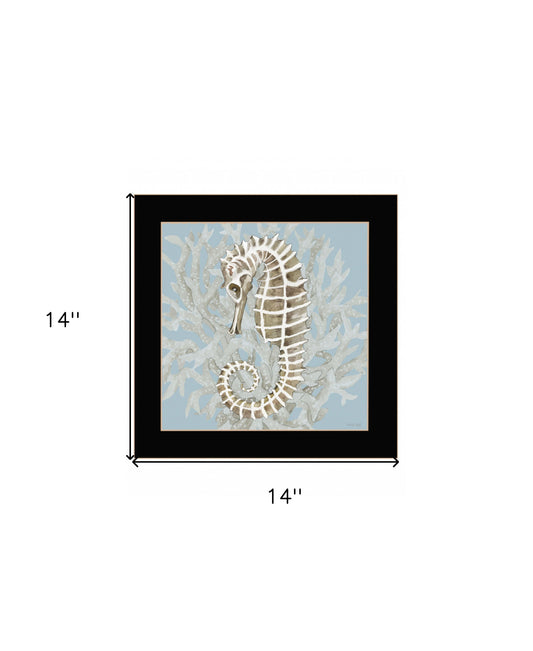 Coral Seahorse II 1 Black Framed Print Wall Art