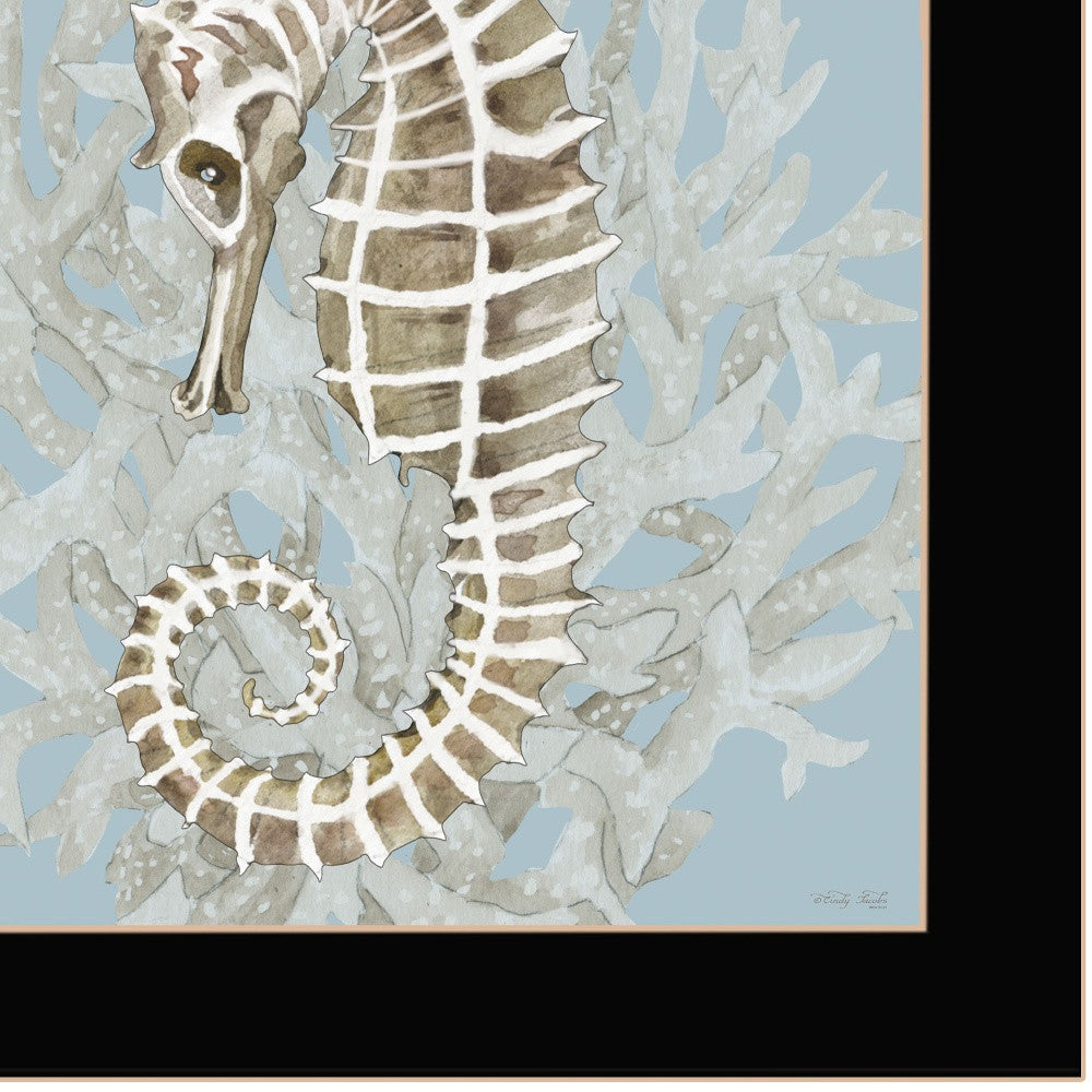 Coral Seahorse II 1 Black Framed Print Wall Art