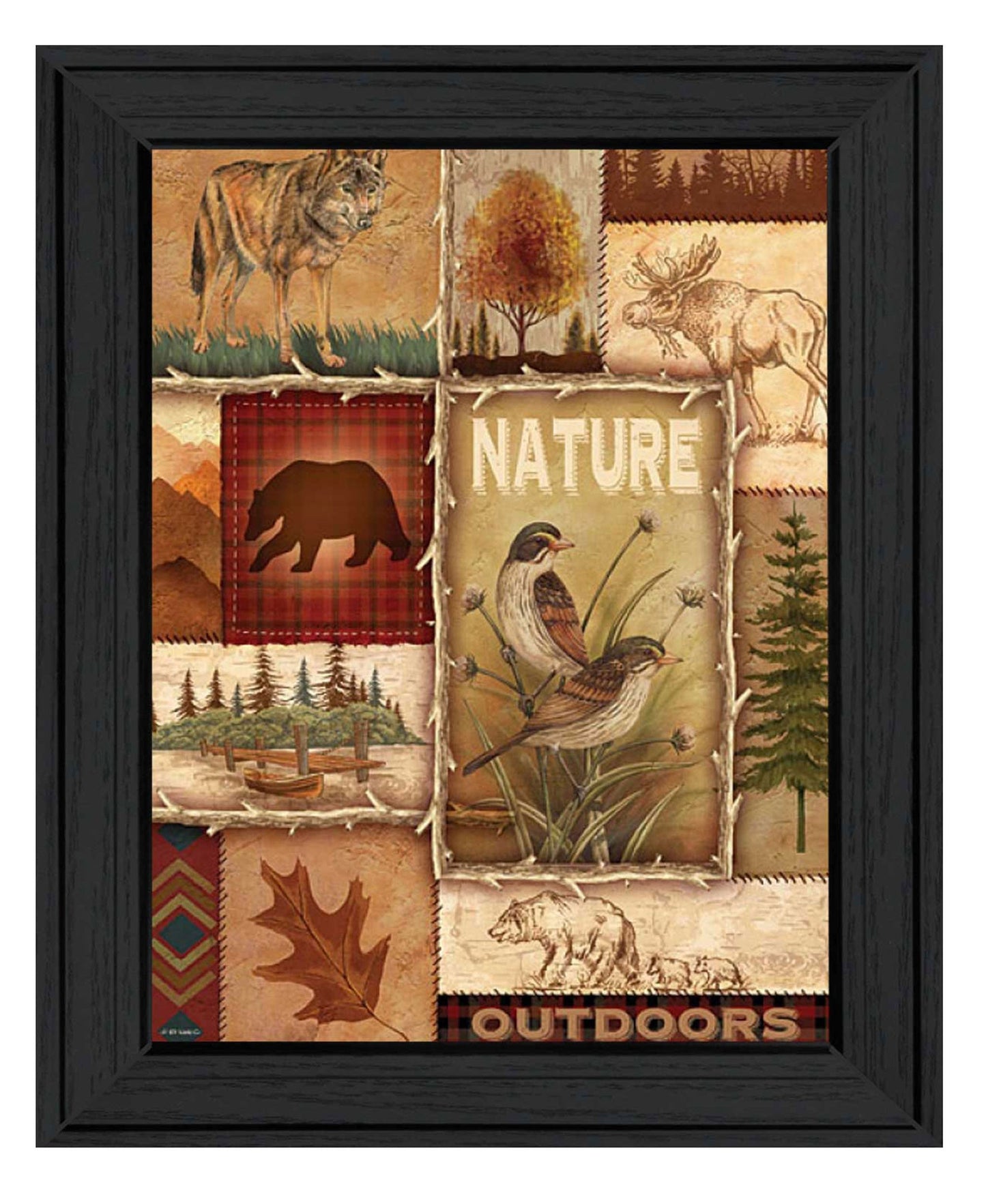 Lodge Collage II Black Framed Print Wall Art