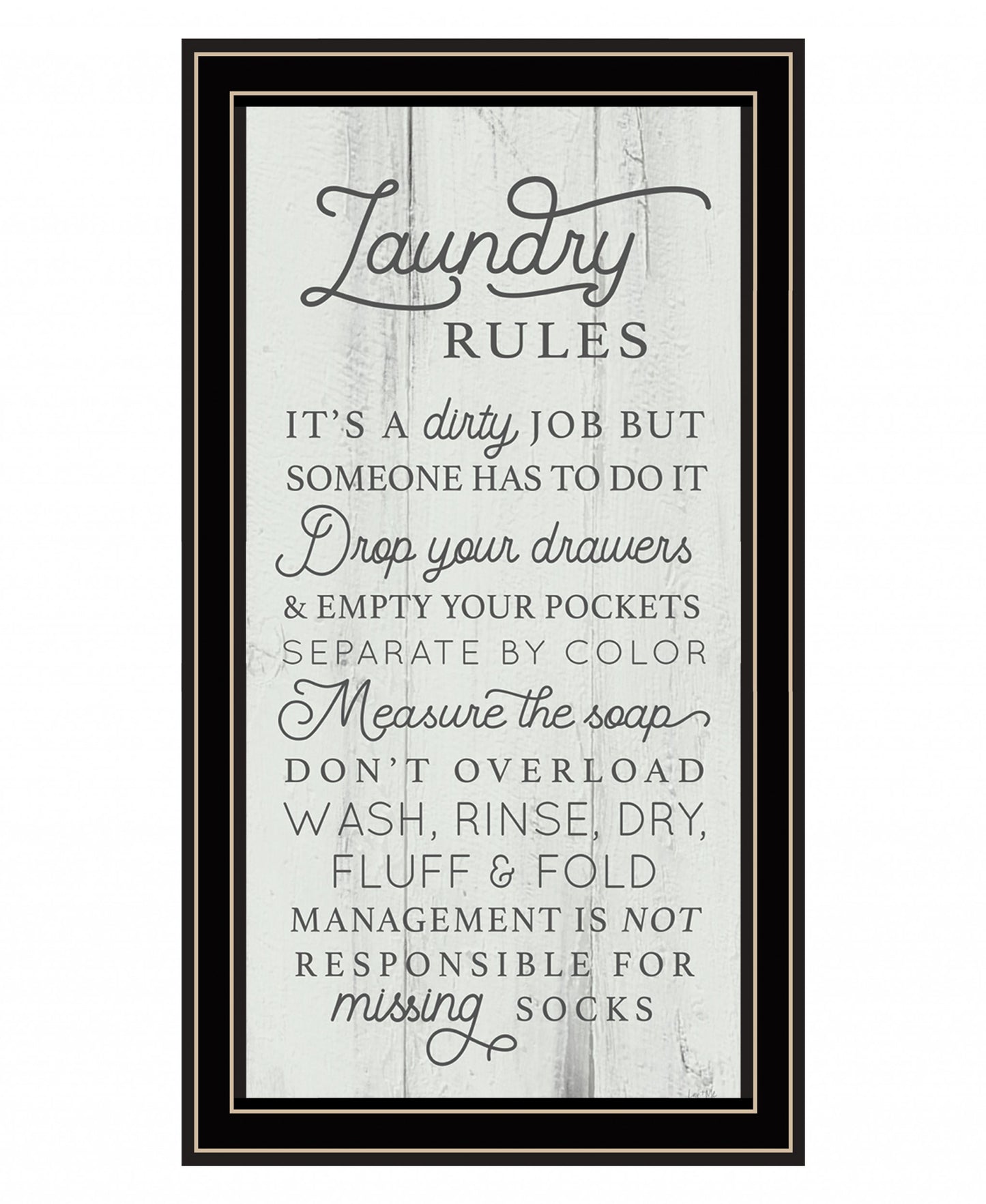 Laundry Rules 1 Black Framed Print Wall Art